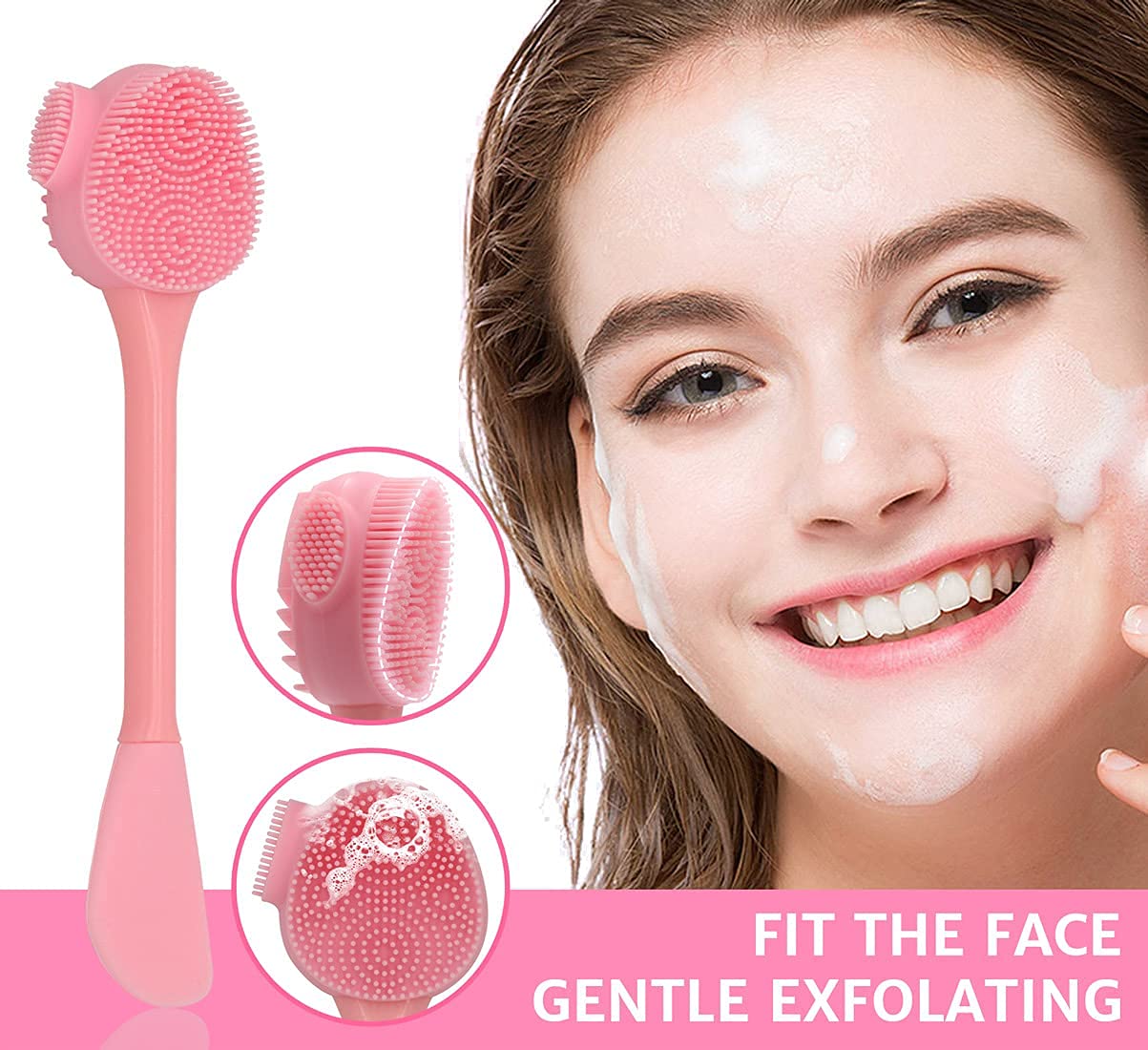 2 Pack Silicone Face Scrubber, 4 in 1 Facial Cleansing Brush, Handheld Face Wash Brush for Pore Cleansing, Gentle Exfoliating, Nose Scrubber For Removing Blackhead, Blue and Pink : Beauty & Personal Care