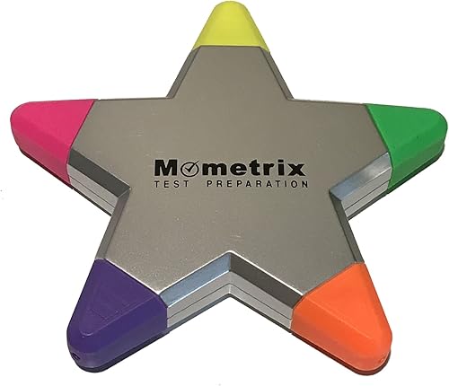 Mometrix Resaltador de estrellas - 5 colores (amarillo, verde, naranja, morado, rosa)