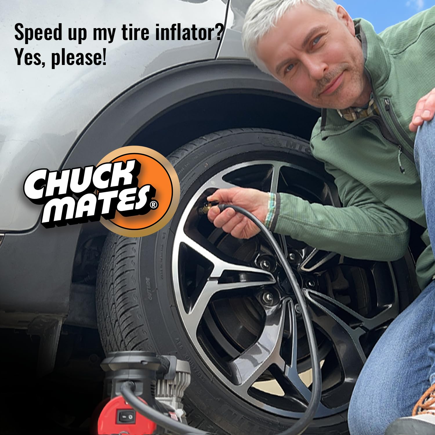 Chuck Mates - Portabrocas inflador de neumáticos de conexión rápida (2 unidades)