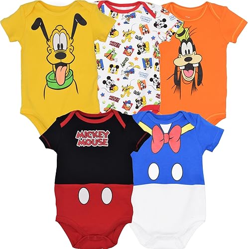 Disney Baby 5 Pack Bodysuits Newborn to Infant Sizes (Newborn - 24 Months)