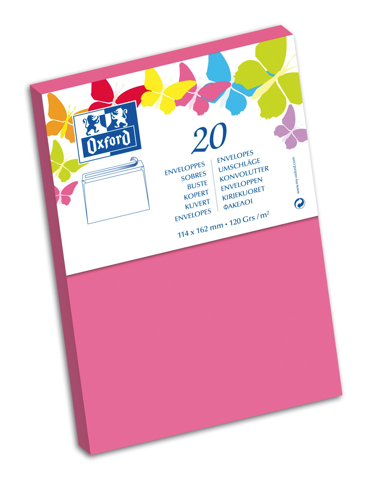 Oxford Zestaw korespondencji 10 kopert format klasyczna koperta 11,4 x 16,2 cm różowa