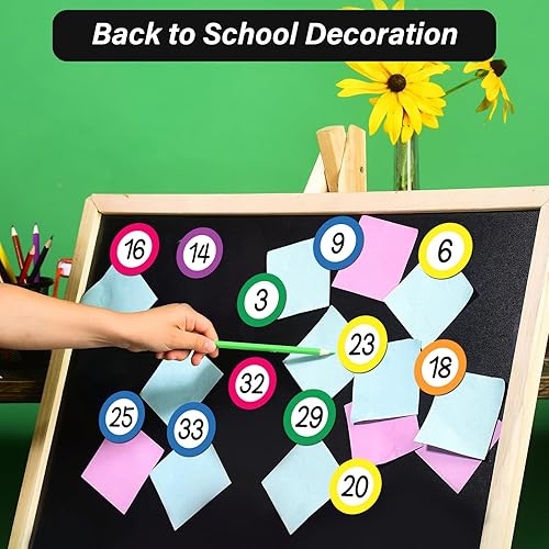 Vista 7 de Qyeahkj 49 números magnéticos de calendario, números magnéticos redondos del 0 al 36 con 12 espacios en blanco para escribir, acentos coloridos
