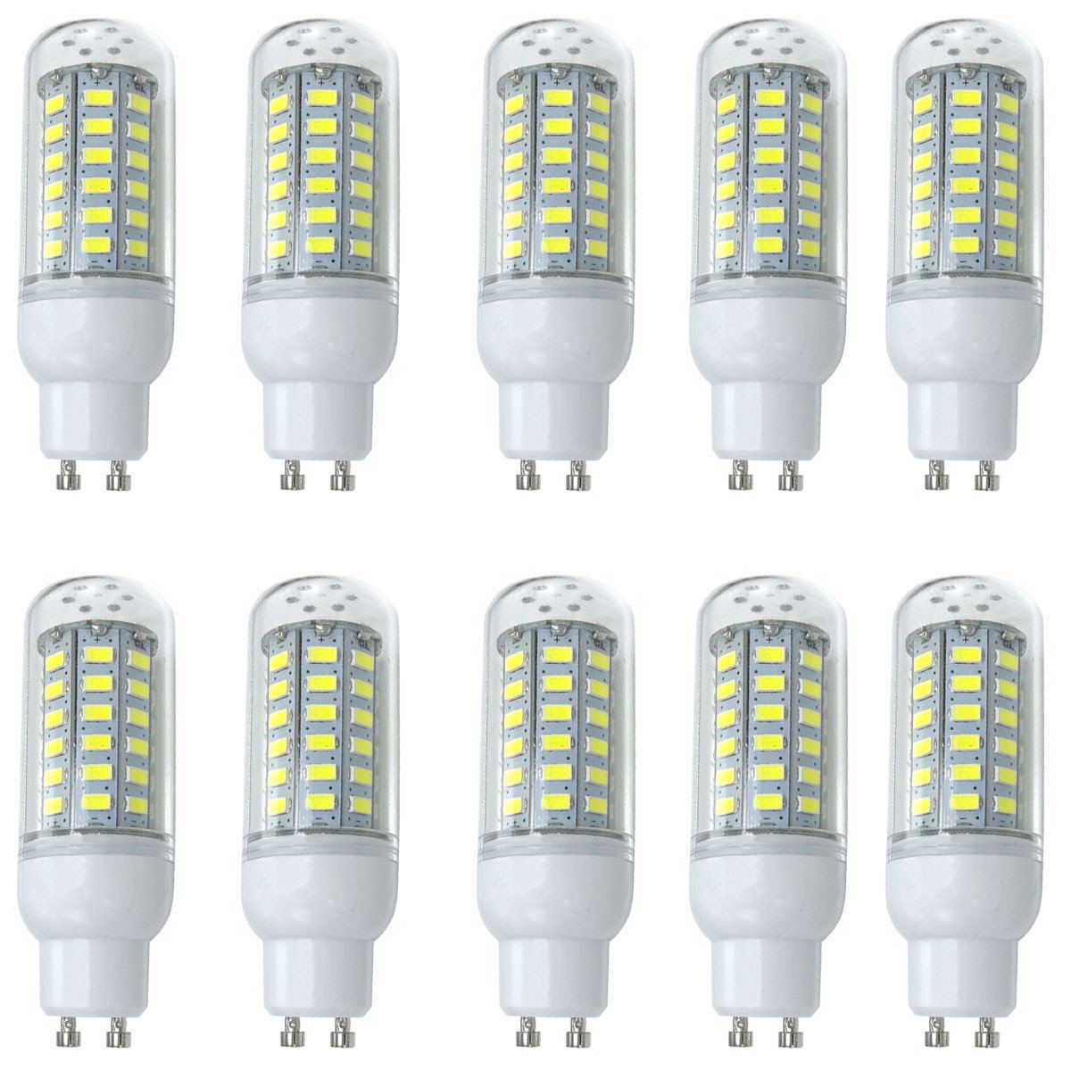 Aoxdi GU10 LED Bulbs 8W, 56 SMD 5730 Energy Saving GU10 LED Light, 360 Degree Beam Angle, AC220-240V, 10-Pack