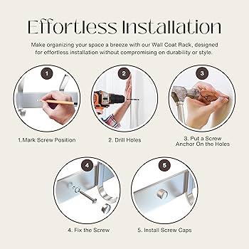 Jedo Hat & Coat Hook Rail - 5 Hooks - Satin Stainless Steel