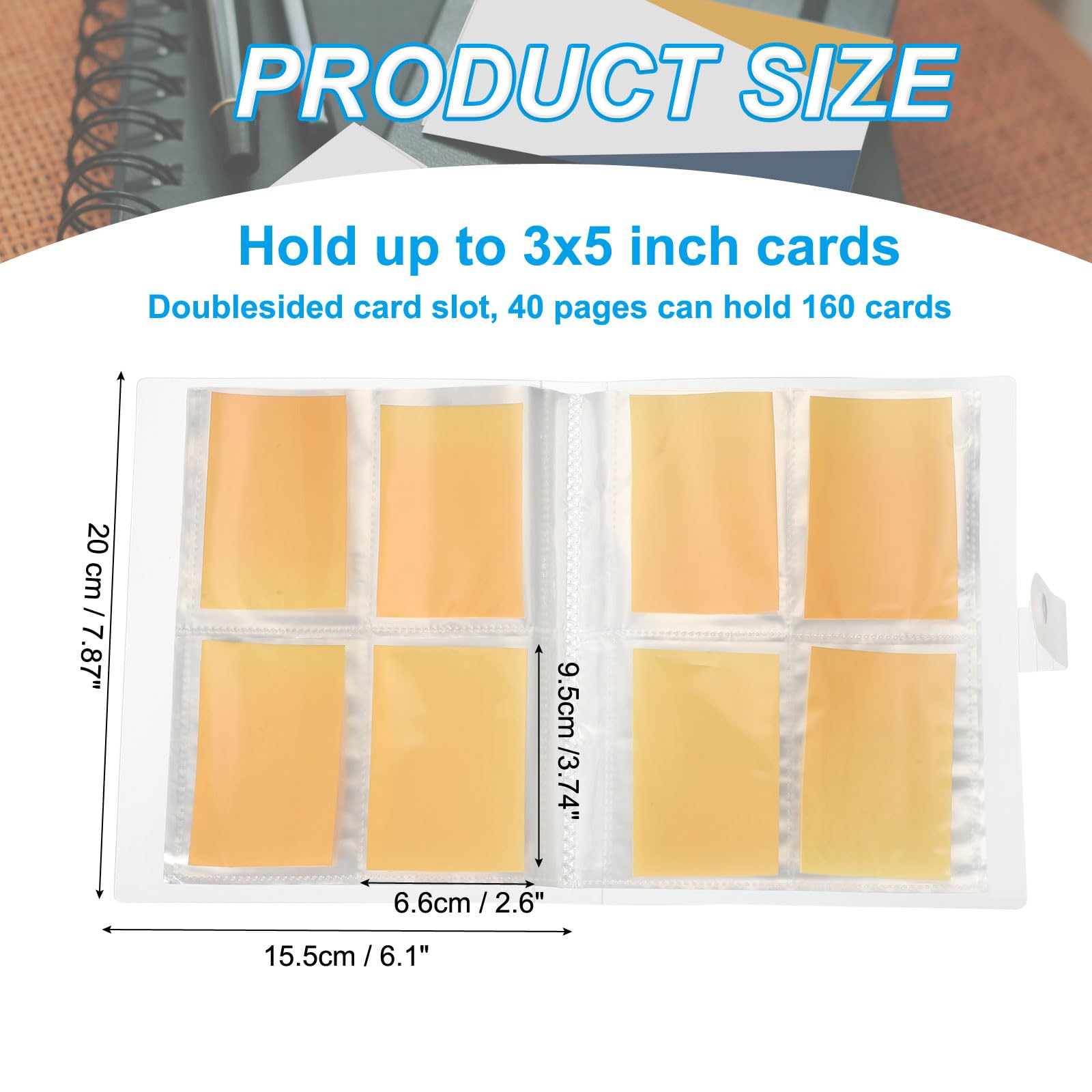 Patikil 3x5 Index Cards Holder - 40 Page, 160 Card Organizer Pouches & Book Binder Sleeve Storage Protector - Image 2