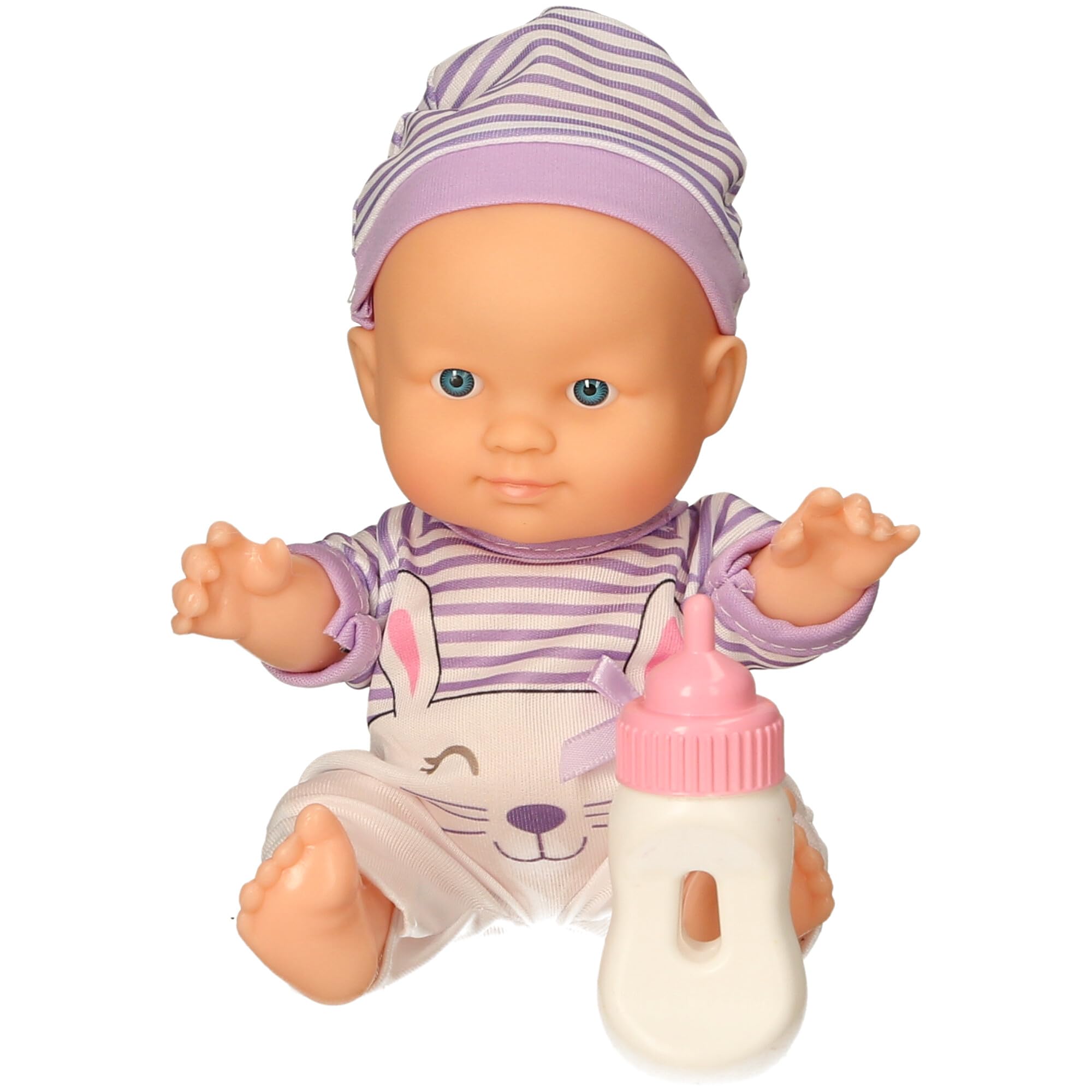 Atoz 23cm Caitlin Baby Doll with Feeder Bottle - Multicolour - 24cm x 16cm x 8cm - 2 Assorted