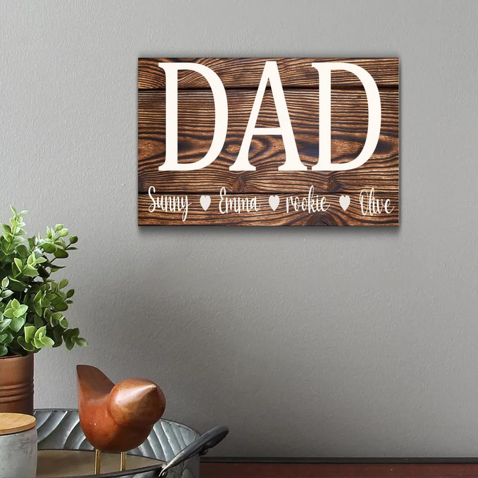Panneau en bois personnalisé pour papa au style rustique et finitions artisanales