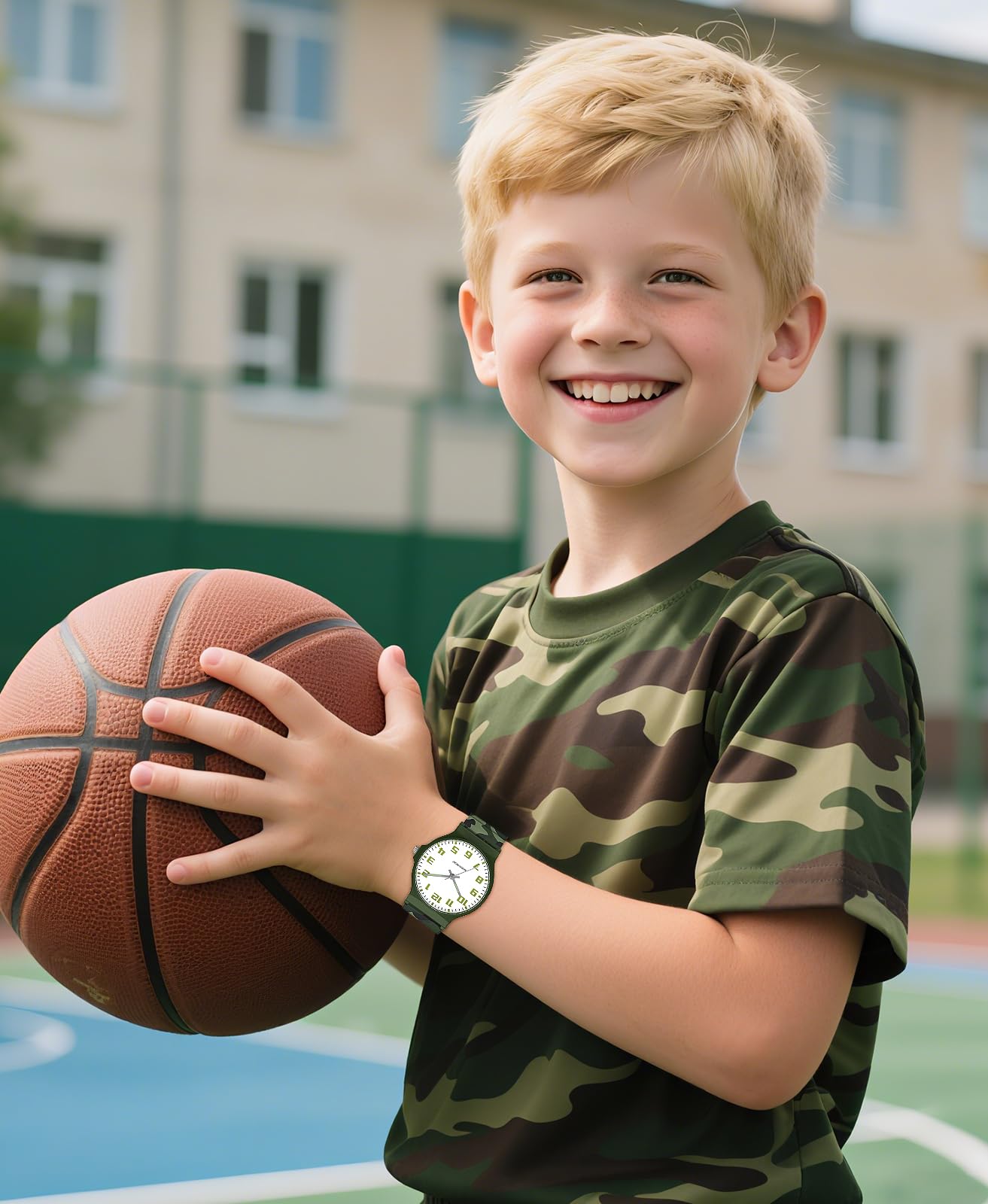 SOCICO Reloj Infantil analógico Minimalista con Estampado de Camuflaje, Reloj Deportivo Resistente al Agua para niños de 5 a 15 años, fácil de Leer para niños y niñas