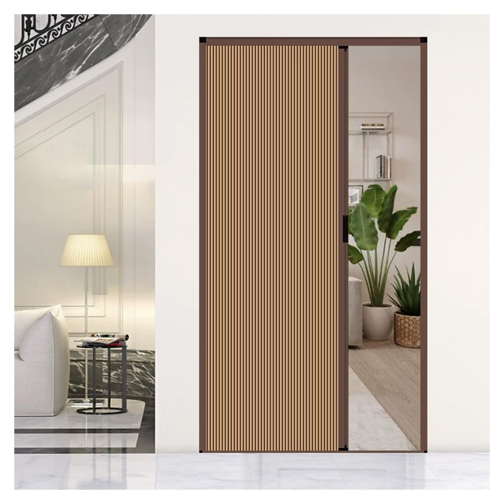 Hpfhsj Coffee Honeycomb Folding Door No-Drilling Interior Accordion Door，With Aluminum Frame And Cellular Fabric，For Bedroom(,24X80in)
