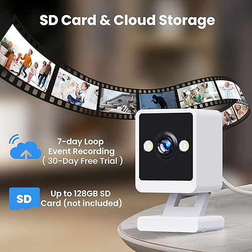 Miniatura 6 de Cámara interior, cámaras 2K para seguridad en el hogar con visión nocturna a color y sirena, audio de 2 vías para mascotaperrobebéniñera, cámara