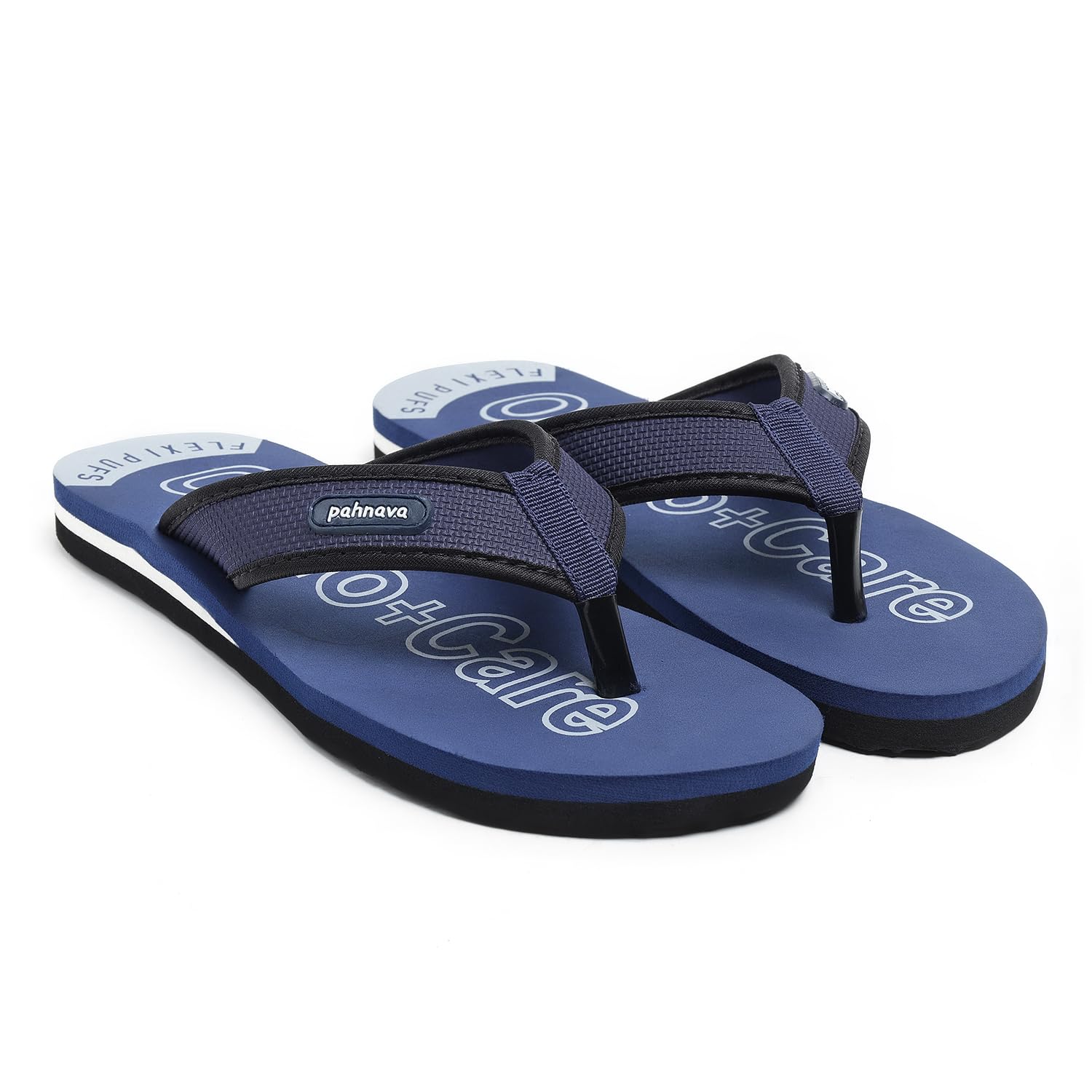 Men's Flip Flops with Flexi Puf Footbed, Casual Thong Slippers, Black, Blue, Brown-image-46