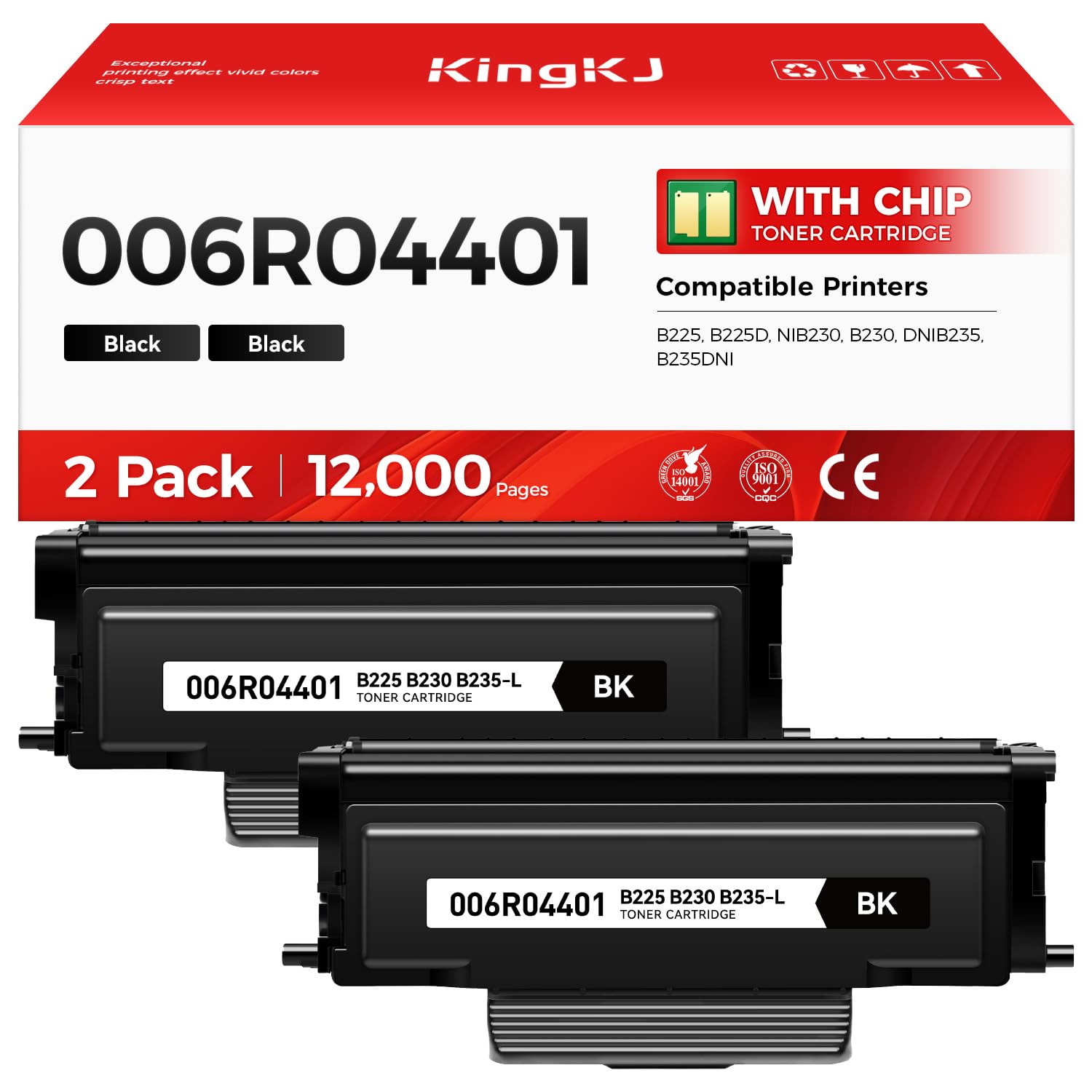 006R04401 High-Yield Toner Cartridge B230 B225 B235 Black 2-Pack with New chip Replacement for Xerox 006R04401 Toner Compatible with Xerox B225 B235 B230 B225DNI B235DNI B230DNI Printer Ink All-in-One