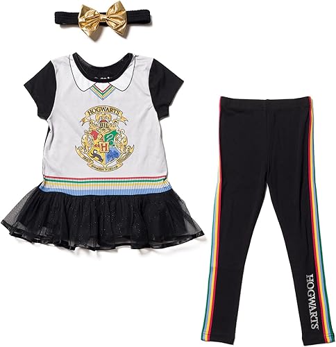 Harry Potter Gryffindor Ravenclaw - Conjunto de 3 piezas para niñas, camiseta de cosplay con leggings y diadema