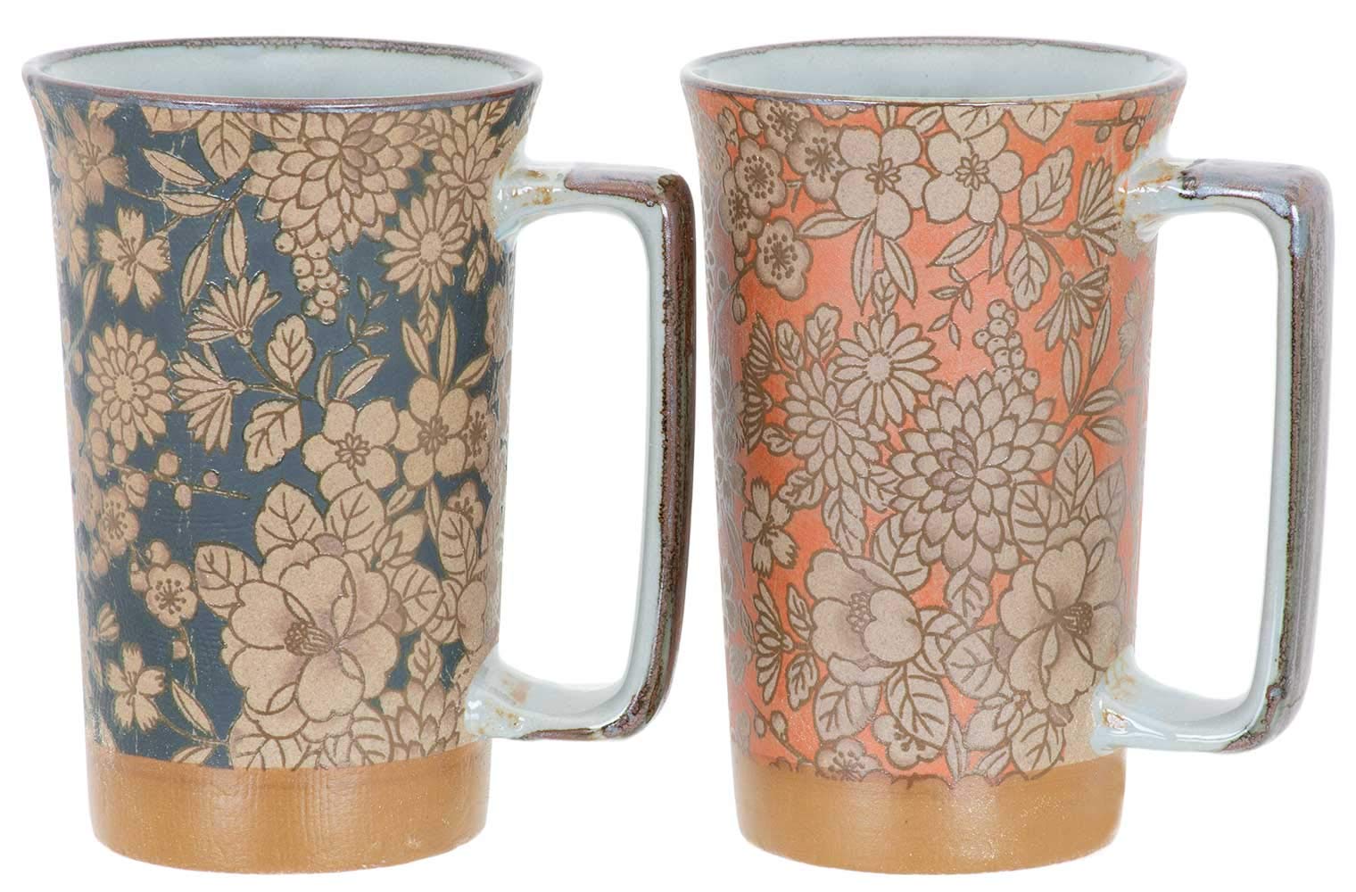 Amazon.co.jp: 美濃焼 ビールジョッキ 化粧箱入り [ ペア/紺 オレンジ