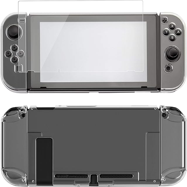 ECENCE Etui ochronne Hardcase kompatybilne z Nintendo Switch, ochrona dla konsoli + kontroler + akcesoria screen protector przezroczysty, nie nadaje się do modelu OLED