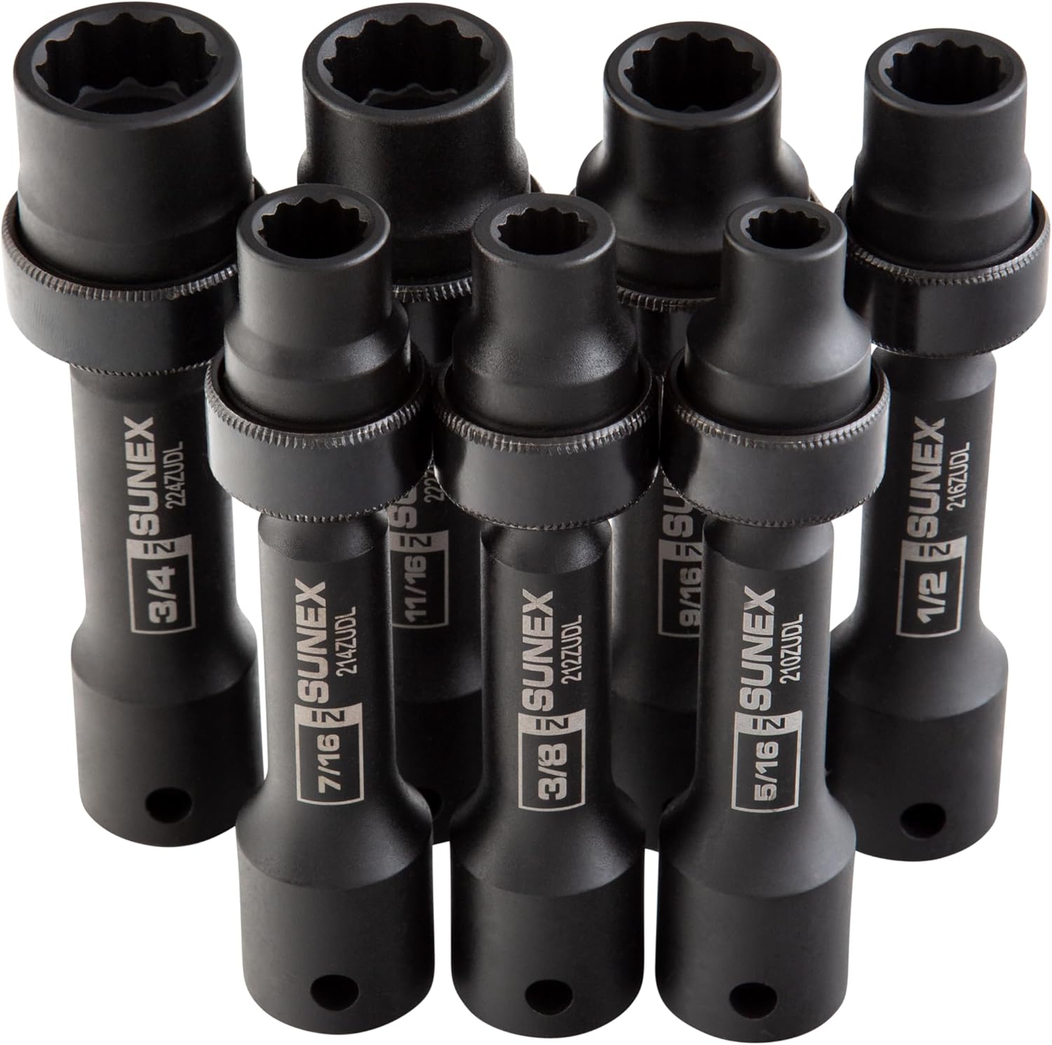 SUNEX TOOLS 2696 1/2-Inch Drive SAE 12-Point Driveline Socket Set, 7 Piece