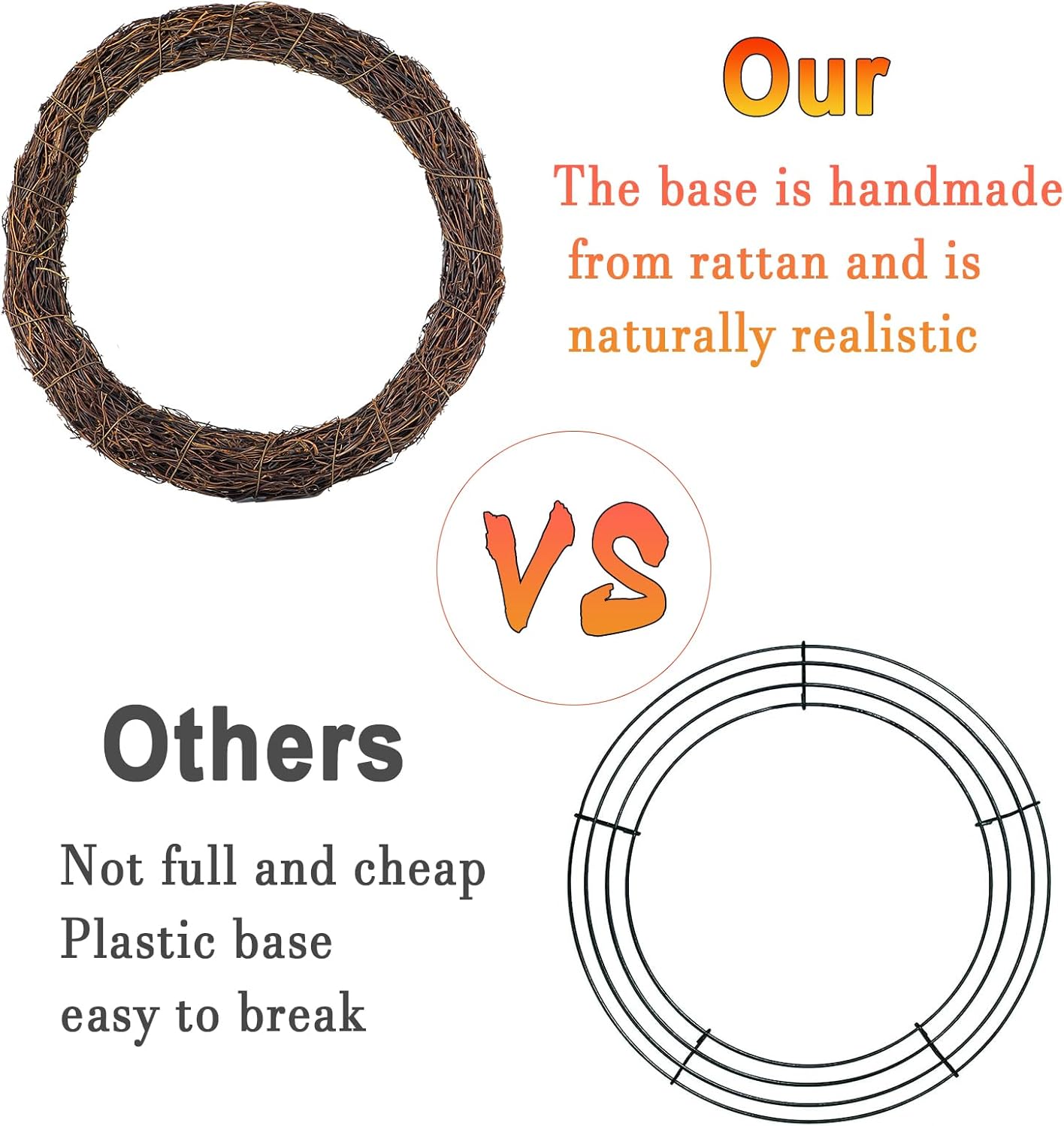 Natural Grapevine Wreath for Crafts - 14 Inch Round Rattan Twig Wreath Base - DIY Wreaths Making Supplies for Decor - 2 Pack
