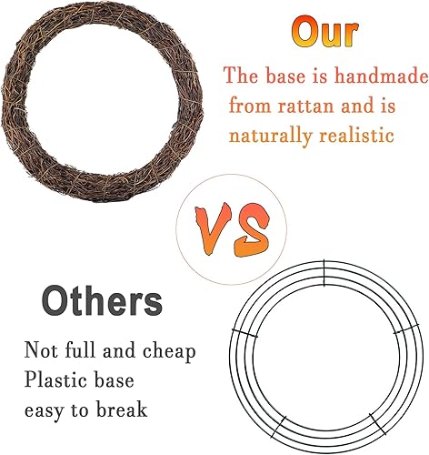 Vista 3 de Corona de vid natural para manualidades, base de corona de ramita de ratán redonda de 12 pulgadas, suministros para hacer coronas de bricolaje