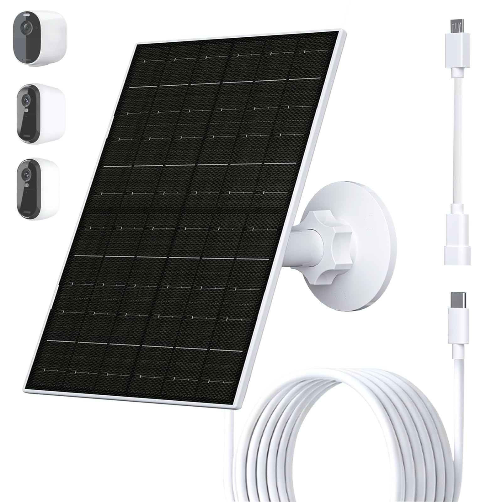 FUTUREZEN Panel słoneczny 6 W do kamery Arlo, ładowarka solarna kompatybilna z aparatami Arlo Essential 2K (2. generacji), Essential XL i Spotlight, wtyczka USB C i Micro USB, wodoodporność IP66