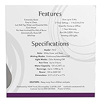 Vista 2 de NOW Foods Essential Oils, Ultrasonic Aromatherapy Oil Diffuser, Extremely Quiet, Heat Free and Easy to Clean, Color Changing LED Diffuser