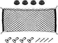 Vista 9 de Hanemia Red de carga trasera para automóvil, red organizadora de almacenamiento elástica ajustable, red de almacenamiento de carga para maletero