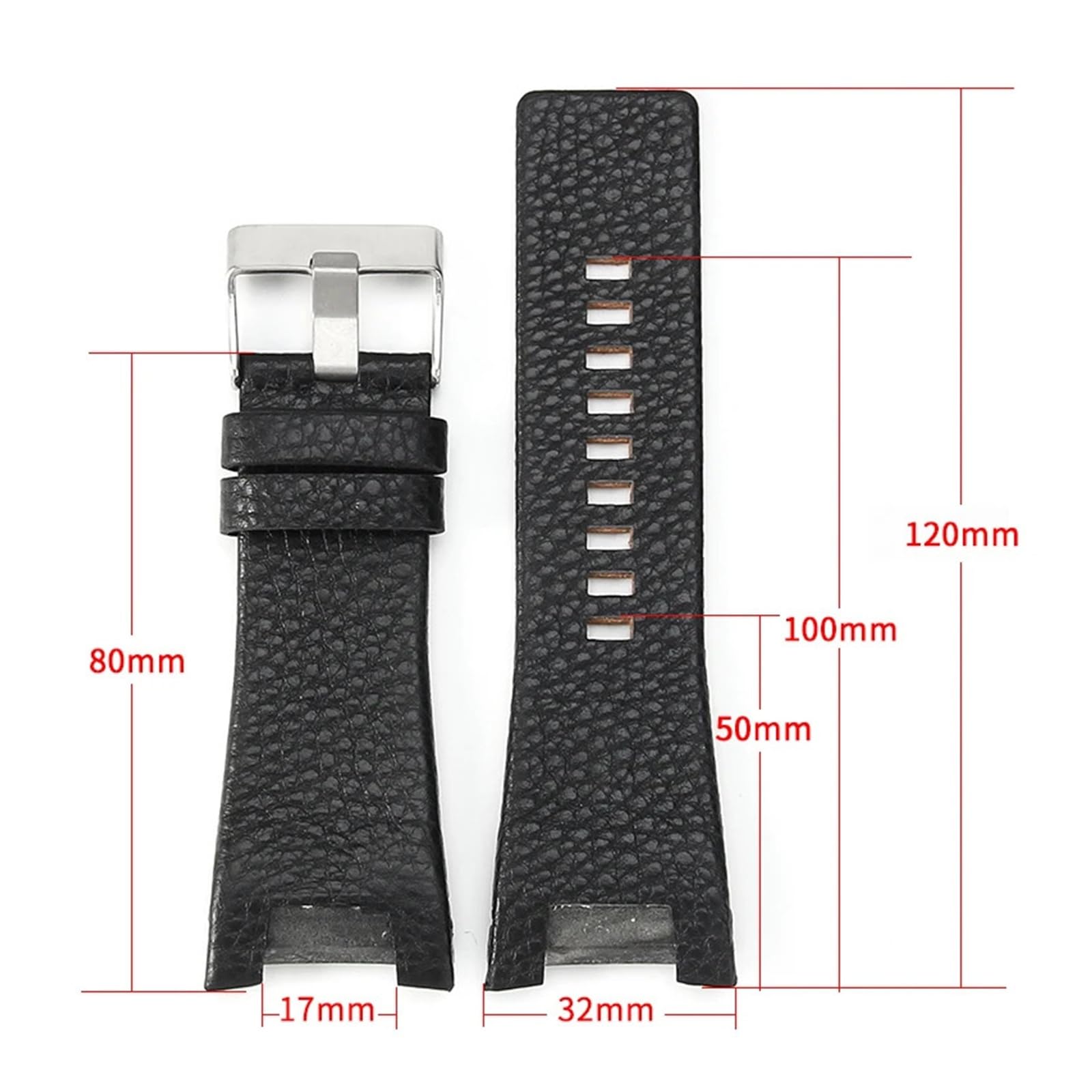 Genérico NASUNJIA Correa De Cuero Genuino 32 Mm Compatible Con Relojes Diesel For Los Modelos DZ1216, DZ1273, DZ4246, DZ4247 Y DZ287