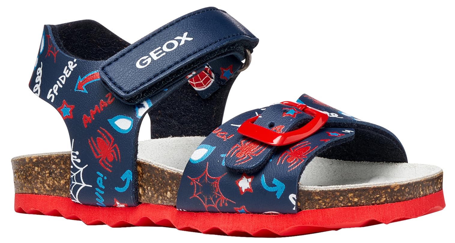 Geox B Chalki Boy Sandal, Navy/Red, 27 EU