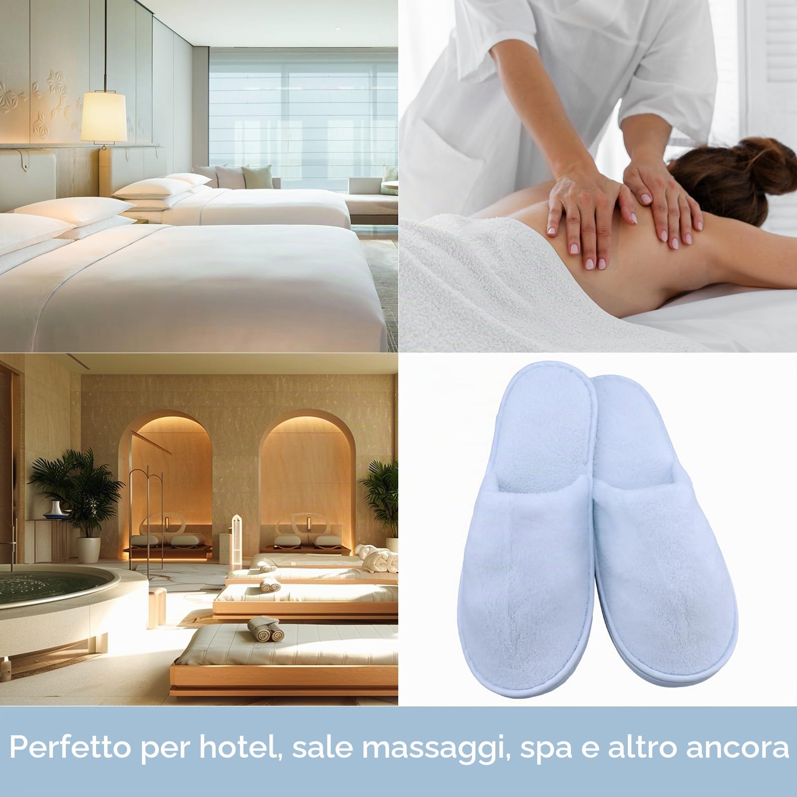4 Paia Ciabatte Monouso per Hotel e Ospiti in Coral Velvet, Pantofole Punta Chiuse per Casa, Spa, Bagno, Uomini e Donne, Travel Home