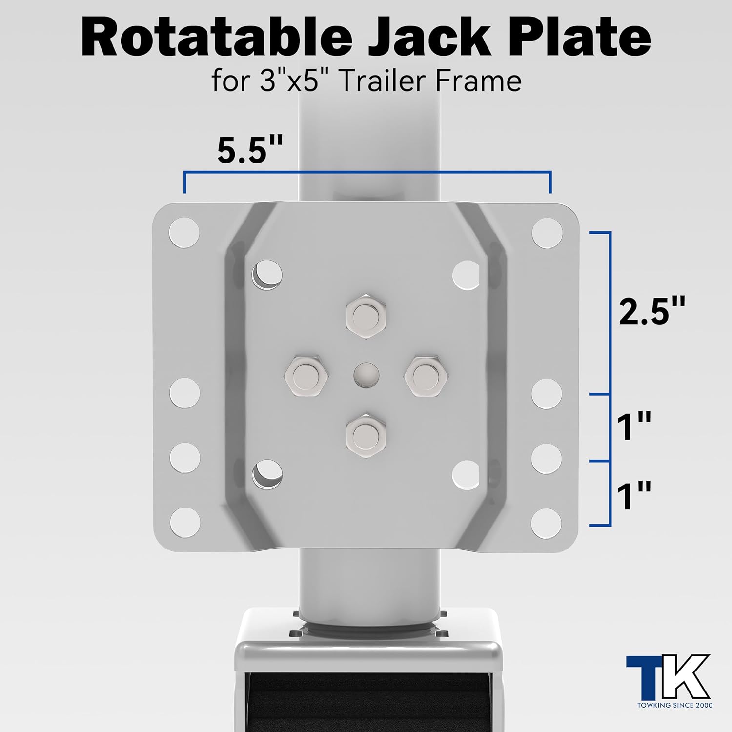8-inch Wheel Trailer Jack, 13" Vertical Movement, 2000 lbs, for RV, Boat, Trailer and More
