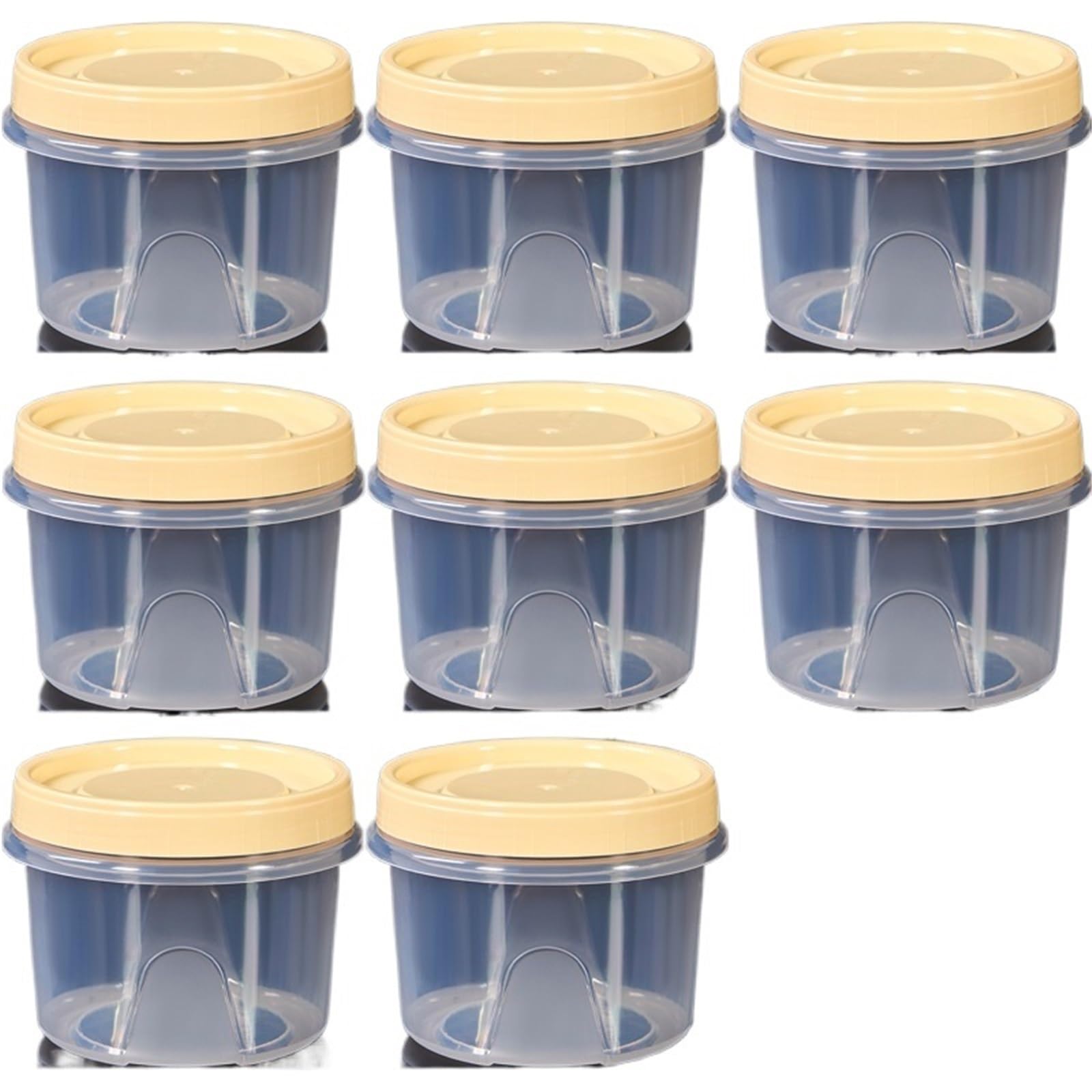 Tarros De Almacenamiento 8 cajas redondas de 500 ml for conservar alimentos frescos, for cocina, refrigerador, frutas, aperitivos, recipiente sellado for calentar en microondas(Yellow 8 pcs)