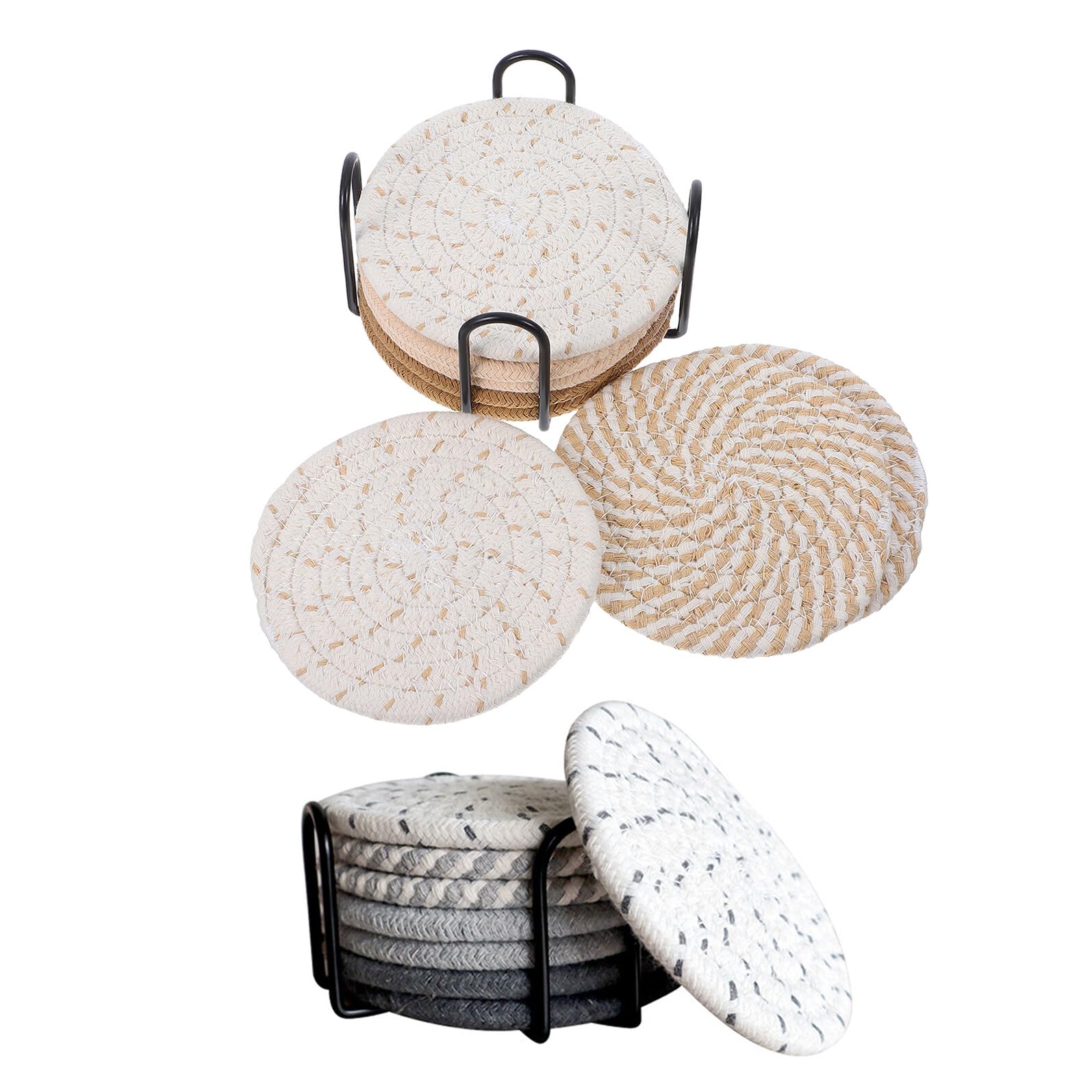Dessous de tasse absorbant contre les taches d'humidité pour table de bureau en coton