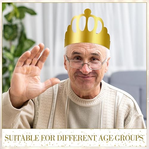 Vista 35 de Crtiin 100 coronas de papel doradas para fiesta de cumpleaños a granel para adultos, estudiantes, suministros de sombreros (estilo elegante)