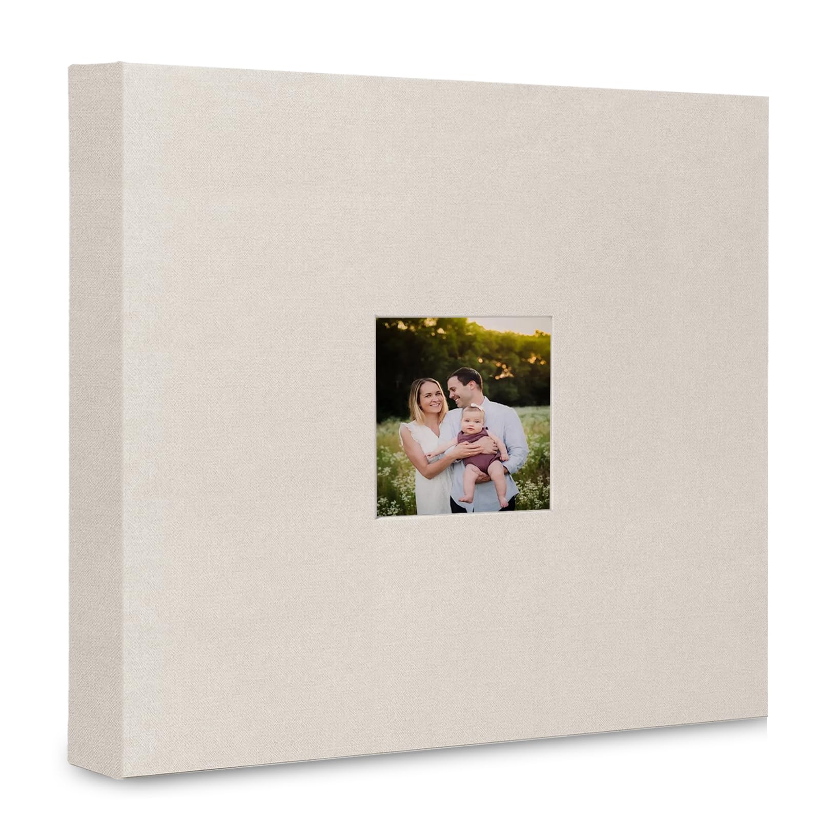 J.west Album fotografico per scrapbooking, 30,5 x 30,5 cm, copertina in lino, senza acidi, grande raccoglitore a 3 anelli, con 30 buste in plastica, 60 pagine bianche, album dei ricordi fai da te