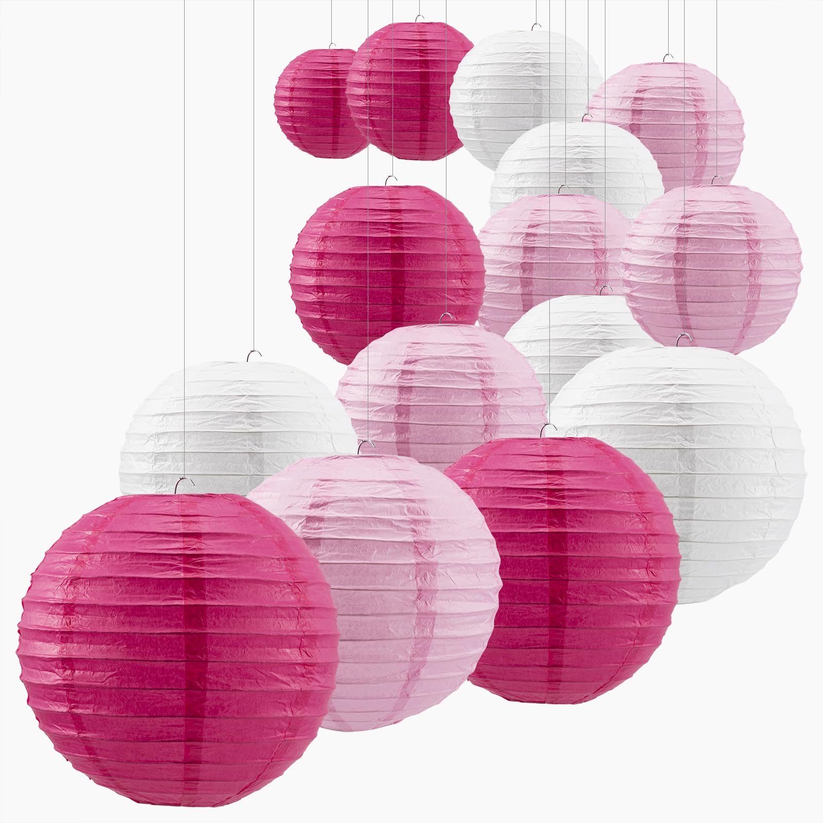 Melaus 15 Pcs Pink Party Paper Lanterns,4