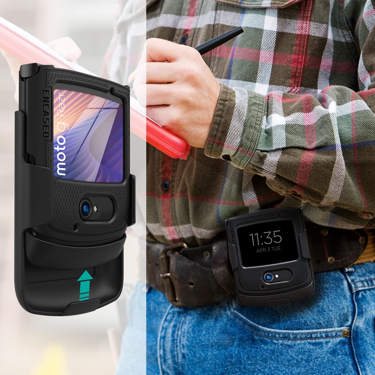 Encased DuraClip - Custodia con clip da cintura per Motorola RAZR 5G (versione 2020)