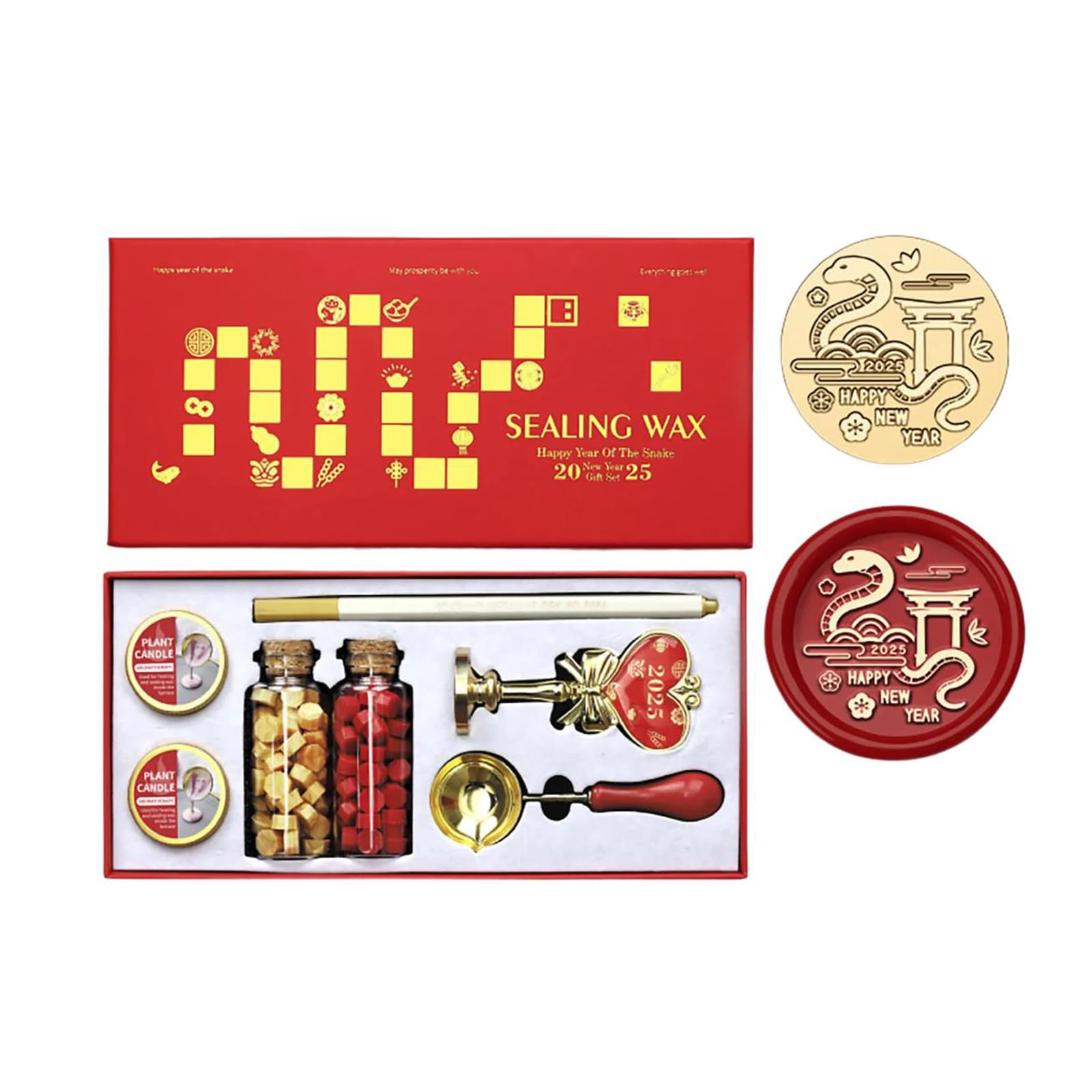 Yhplxyuus Year of the Snake Themed Seal Stamp Seal Beads Melting Spoon and Set for Envelope Card Party Invitation Decorative Envelope