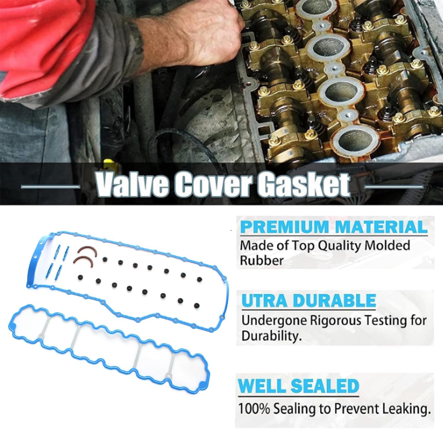 OS34308R VS50458R Oil Pan Gasket Set Fit for Jeep Cherokee 4.0L 2000-2001, for Jeep Wrangler 4.0L 2000-2006, for Jeep TJ 4.0L 2000-2006, for Jeep Grand Cherokee 4.0L 2000-2004