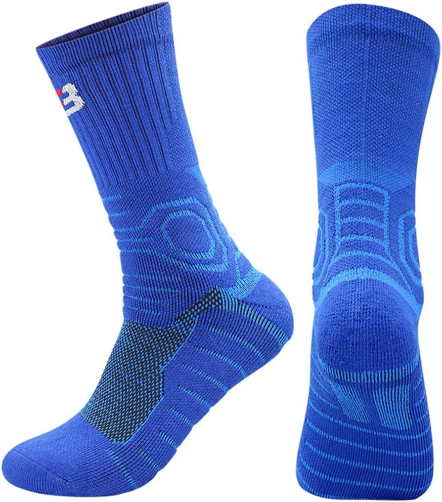 YWSLRC 5 Pairs Men's Athletic Crew Socks Performance Thick Cushioned Sport Basketball Running Training Compression Sock