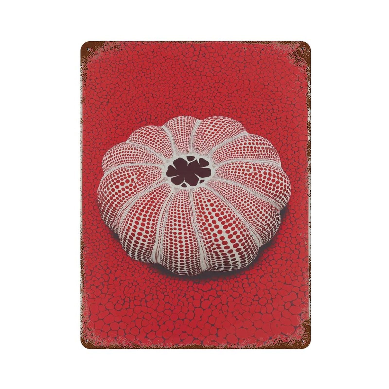xiaoxiaoshen Red Abstract Modern Sea Urchin Bold Geometric Dot Contemporary Coastal Work Home Wall Decor Art Metal Tin Poster Modern Home Decor Art Home Bar Shop Decorations Vintage Sign 40x30cm