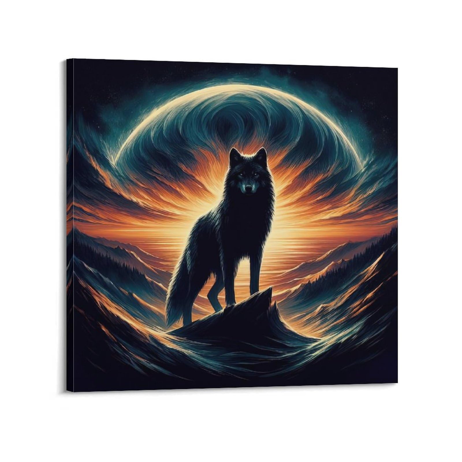 WPHSFX Animal Poster Wolves on The Mountaintop Artwork Poster Decorative Painting Canvas Wall Posters And Art Picture Print Modern Family Bedroom Decor Posters 12x12inch(30x30cm)