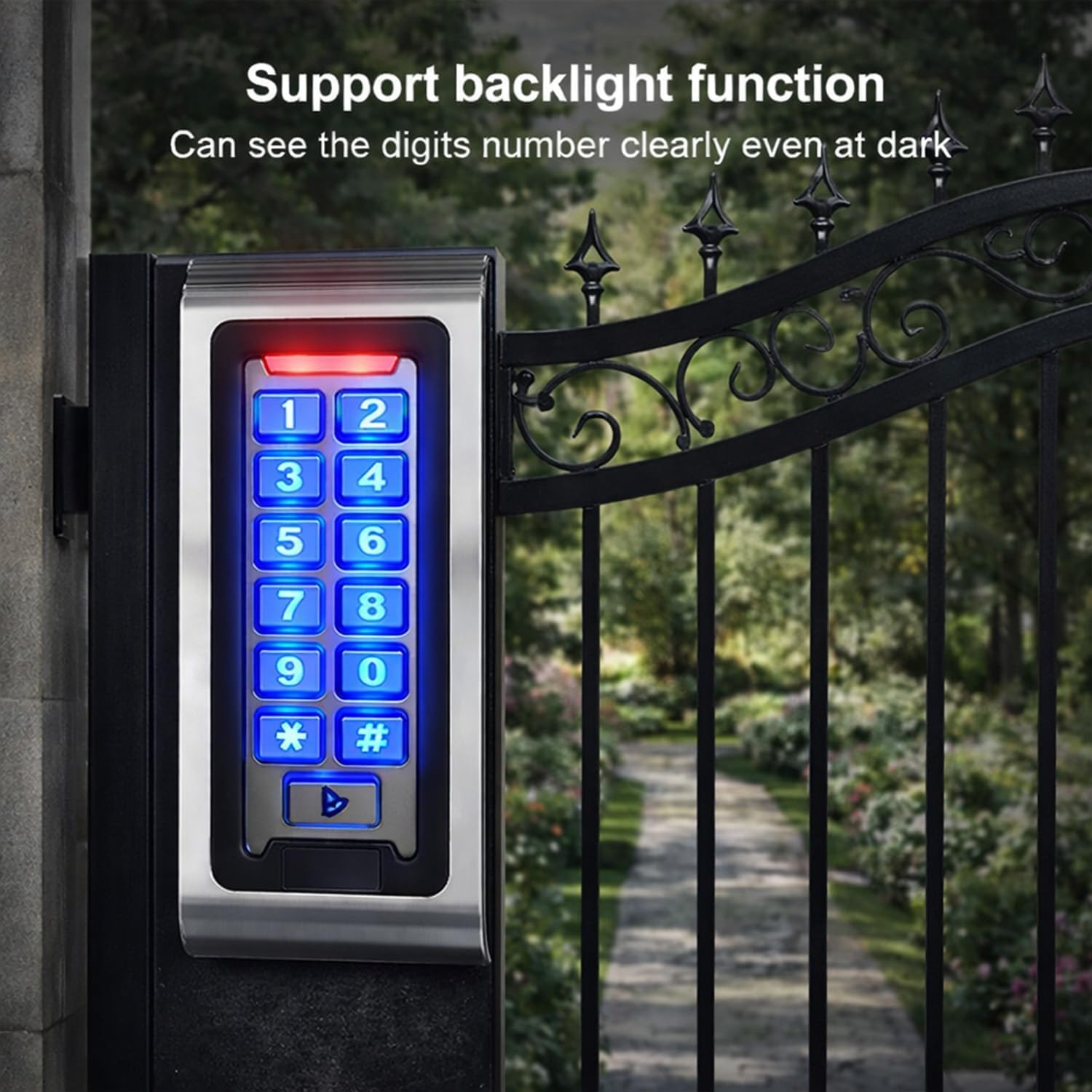 Control de Acceso RFID WiFi Tuya con Teclado – Metálico, Retroiluminado, Impermeable IP68, 125kHz EM, Wiegand 26/34, 12V DC, para Puertas, Portones, Garaje y Oficina + 10 RFID Llaveros