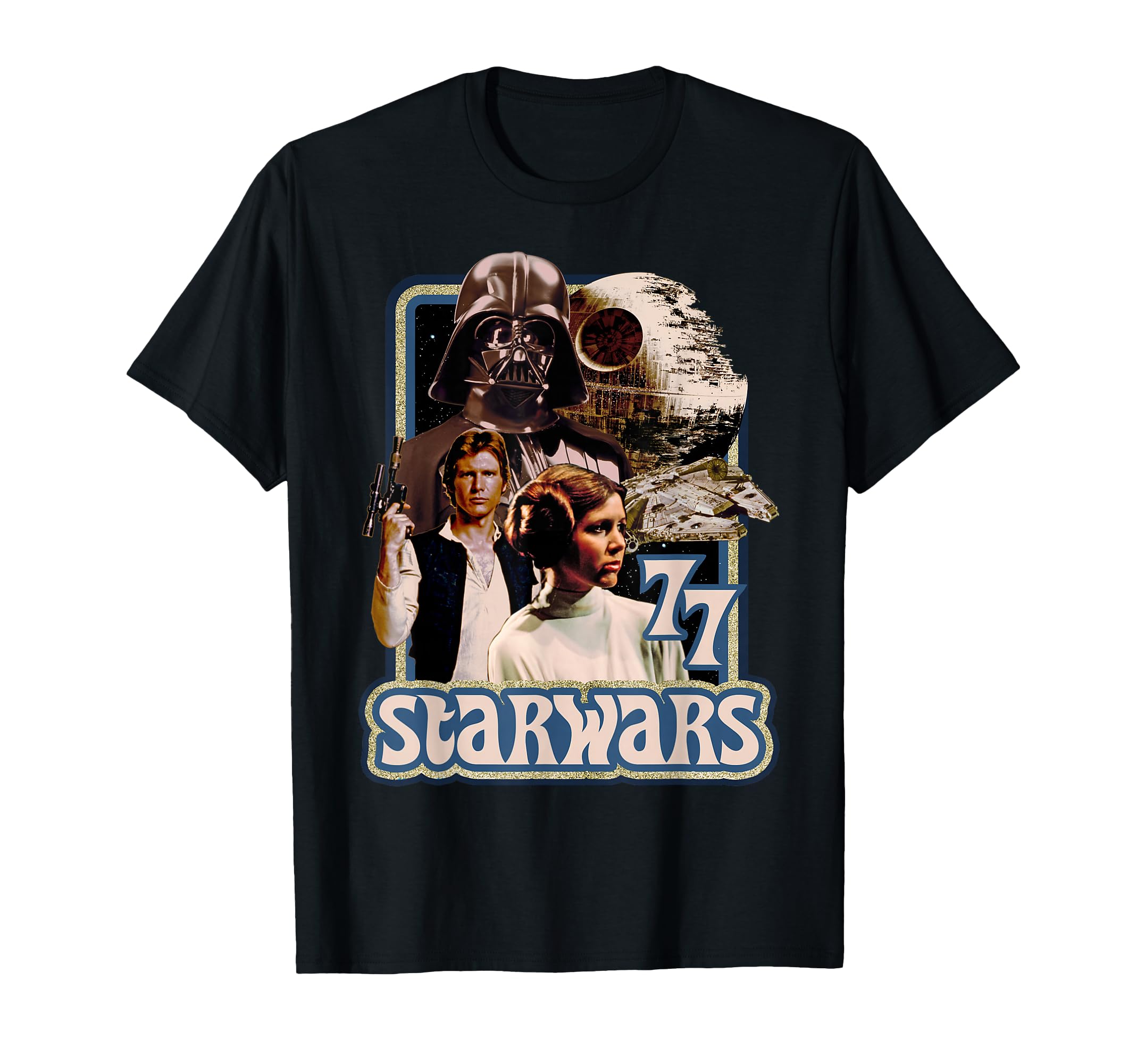 Star Wars Vader Solo Leia Retro '77 Poster Graphic T-Shirt T-Shirt