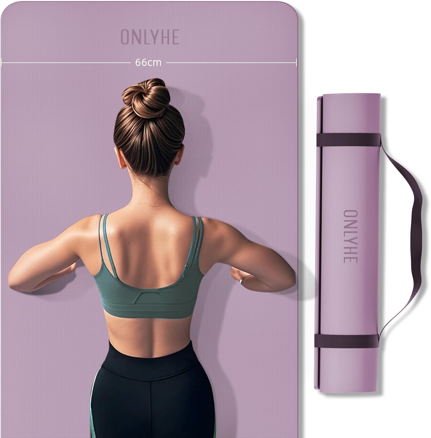 Yoga Mat Extra thick 8mm Exercise mat, Soft Lightweight TPE Fitness Mat with strap, High Elasticity, Anti-fatigue,non-slip mat for Women, Yoga, Camping, Travel, Gym & Outdoor | 72″L x 0.32″Th