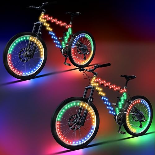 Miniatura 9 de Woanger 6 luces LED para bicicleta para montar por la noche, marco de bicicleta y luces de rueda, accesorios de decoración de bicicleta a pilas,