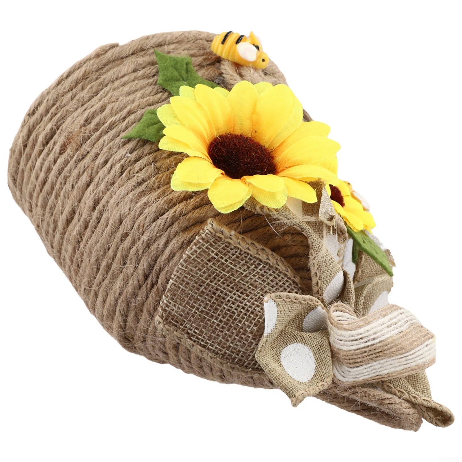 Bienen-Dekor, Holzbienen-Kisten-Dekorationen, Humble Bee Zwerg Plüsch mit Honiglöffel, rustikale Bauernhaus-Biene, Mini-Holzkiste mit künstlichen Sonnenblumen-Dekor, Sommerdekorationen für Zuhause