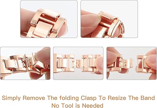 WONMILLE Extra 0.8'' Extension Links 3 Pieces Pack Watch Band Only Suitable for All Chains with a Width of 2cm(Rose Gold)