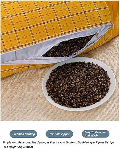 Vista 16 de Almohada de cuello de trigo sarraceno, almohada orgánica de trigo sarraceno para dormir, ajustable, transpirable para un sueño fresco, soporte Gris
