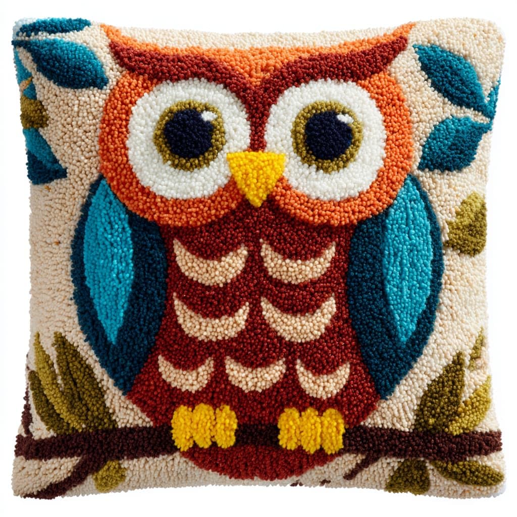 Wallustrioaw Latch Hook Cushions-E Diy Latch Hook Cushion Kit,Animal Owl
