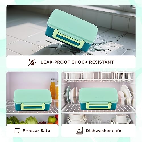 Miniatura 7 de Lonchera Bento para niños con termo de 8 onzas, a prueba de fugas, con 2 compartimentos, botella aislada, bolsa de almuerzo, sin BPA, apta para