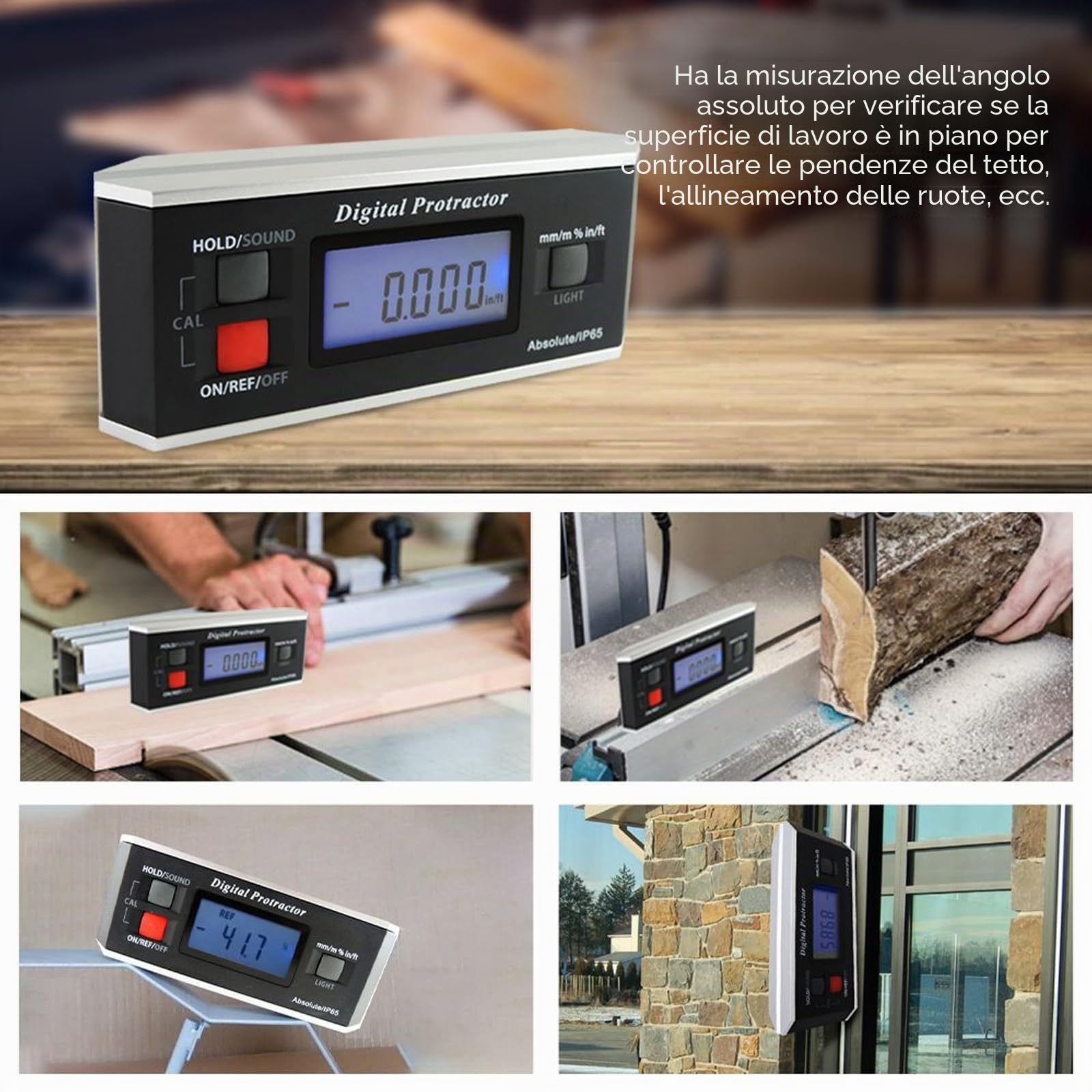 Digital Angle Finder Goniometro Magnetico Inclinometro Misuratore di Livello Angolo Strumento Goniometro Digitale Misuratore smussato per la lavorazione del legno, sega da tavolo, Costruzione V-Groove